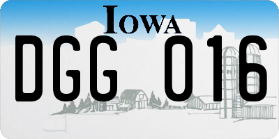 IA license plate DGG016