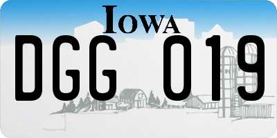 IA license plate DGG019