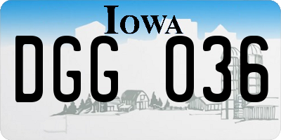 IA license plate DGG036