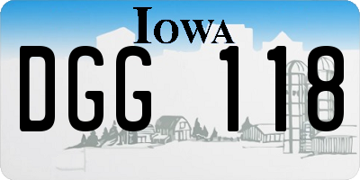 IA license plate DGG118