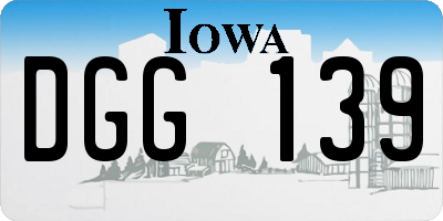 IA license plate DGG139