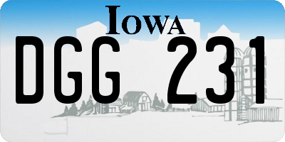IA license plate DGG231