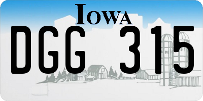 IA license plate DGG315