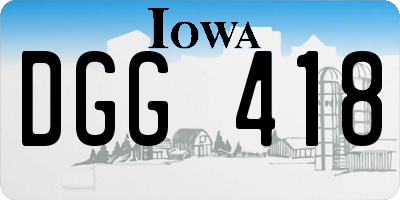 IA license plate DGG418