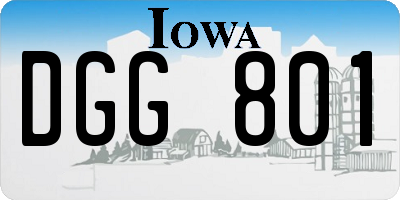 IA license plate DGG801