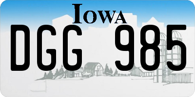 IA license plate DGG985