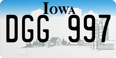 IA license plate DGG997