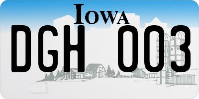 IA license plate DGH003