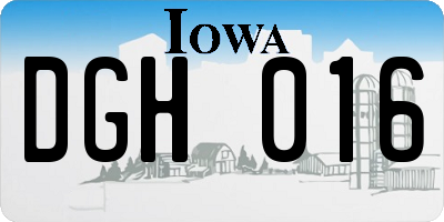 IA license plate DGH016