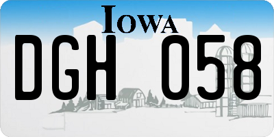 IA license plate DGH058