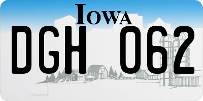 IA license plate DGH062