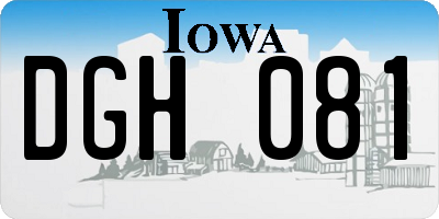 IA license plate DGH081