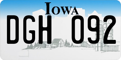 IA license plate DGH092