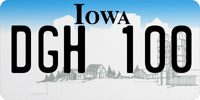 IA license plate DGH100