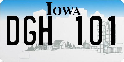 IA license plate DGH101
