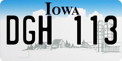 IA license plate DGH113