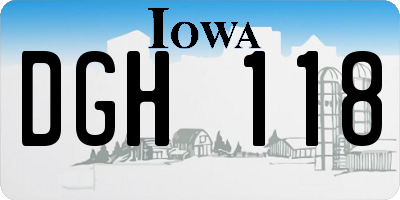 IA license plate DGH118
