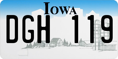 IA license plate DGH119