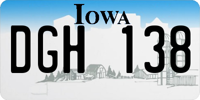 IA license plate DGH138