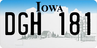 IA license plate DGH181