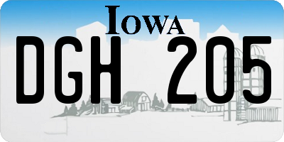 IA license plate DGH205