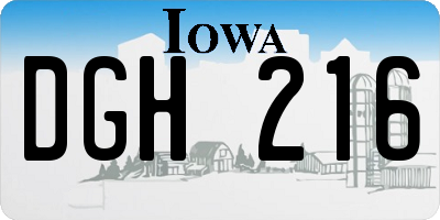 IA license plate DGH216