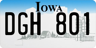 IA license plate DGH801