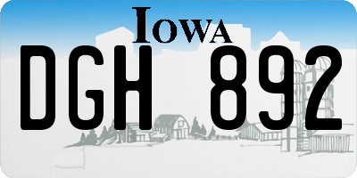 IA license plate DGH892