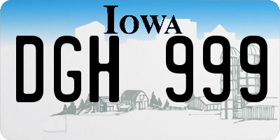 IA license plate DGH999