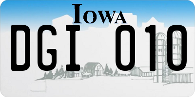 IA license plate DGI010