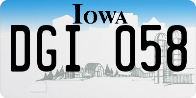 IA license plate DGI058