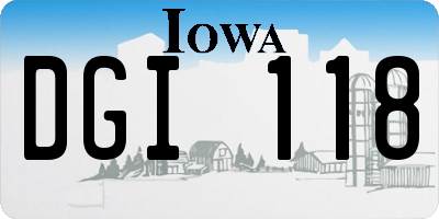 IA license plate DGI118
