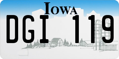 IA license plate DGI119