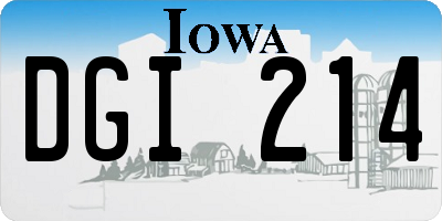 IA license plate DGI214