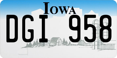 IA license plate DGI958