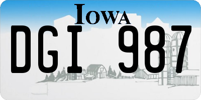 IA license plate DGI987
