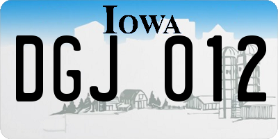 IA license plate DGJ012