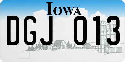 IA license plate DGJ013