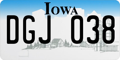 IA license plate DGJ038