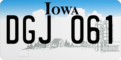 IA license plate DGJ061