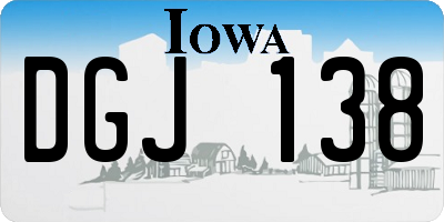 IA license plate DGJ138