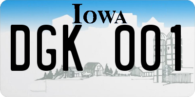 IA license plate DGK001
