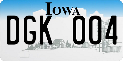 IA license plate DGK004