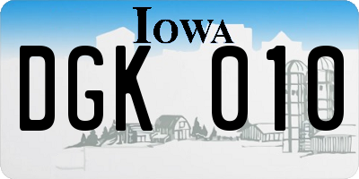 IA license plate DGK010