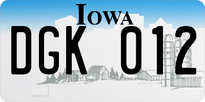 IA license plate DGK012