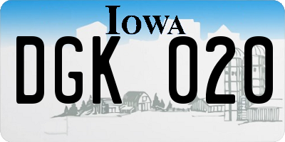 IA license plate DGK020