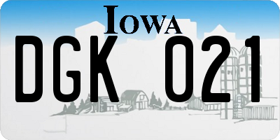 IA license plate DGK021