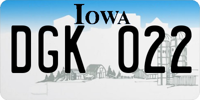 IA license plate DGK022