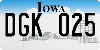 IA license plate DGK025