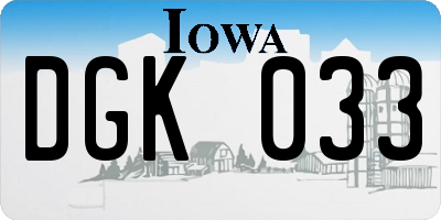 IA license plate DGK033